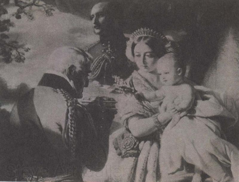 unknow artist drottning victoria och prins albert med sitt barn prins arthur 1851 Norge oil painting art